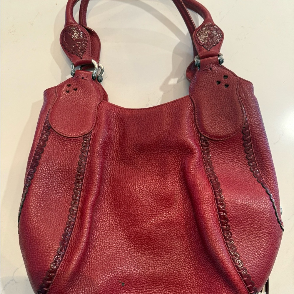 Brighton Red Melania Masterpiece Collection Appliqué Handbag - Picture 2 of 6
